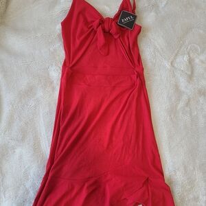 Zaful Vibrant Red Tie-Front Dress